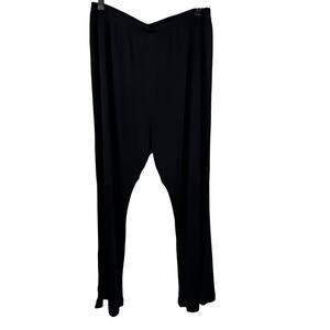 VINTAGE Misook Black Pants Classic Knit High-Rise Wide-Leg Pull-On XL X-Large